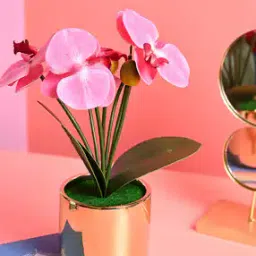Polyester Pink and Green Flower with Pot-picture-36
