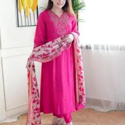 Women Embroidered A-Line Kurta Suit Set-image-57