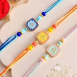 Men Set of 3 Om Enamel Tie-Up Rakhis-image-96