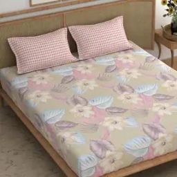 210 TC Floral Print King-Size Bedsheet with Pillow Covers-image-92