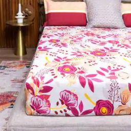 144 TC Floral Print Cotton Double Bedsheet with Pillow Covers-image-56