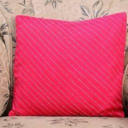 Handcrafted Embroidered Cotton Cushion Cover 16"x16"-18
