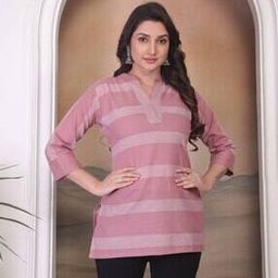 Women Colourblock Straight Tunic with Mandarin Collar-image-3