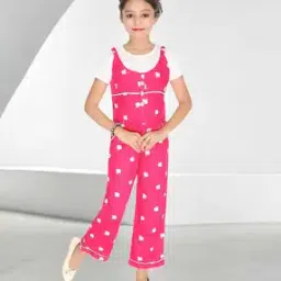 Girls Printed Regular Fit Jumpsuit with T-Shirt-image-55