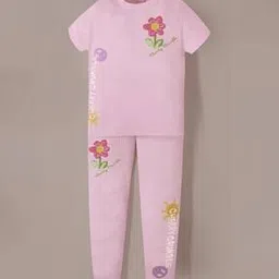 Girls Printed Lounge Pants & Top Set-picture-37