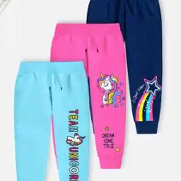 Girls Pack of 3 Unicorn Print Cuffed Joggers-image-57
