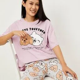 Women Printed Top Pyjamas Set-image-23