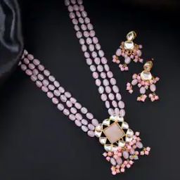 Women Beaded Necklace & Earrings Set-image-11