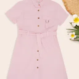 Girls Shirt Dress with Button Closure -image-46