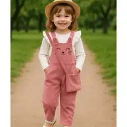 Girls Cotton Blend Style Top and Dungaree Set-image-16