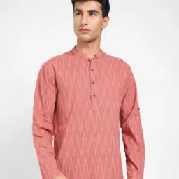Men Chevron Print Regular Fit Kurta-image-77