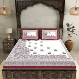 250 TC Printed Cotton King Bedsheet with Pillow Covers-picture-23