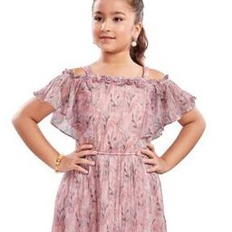 lei chie Girls Off Shoulder Printed Gown Dress-picture-24