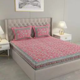 330 TC Floral Print King-Size Bedsheet with Pillow Covers-25