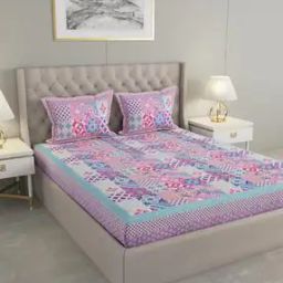 330 TC Floral Print King-Size Bedsheet with Pillow Covers-36