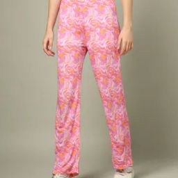Women Printed Slim Fit Straight Track Pants-image-25