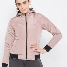 Zip-Front Bomber Jacket with Butonned Side Pockets-image-39
