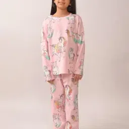 Girls Unicorn Print T-Shirt & Pyjamas Set-image-90