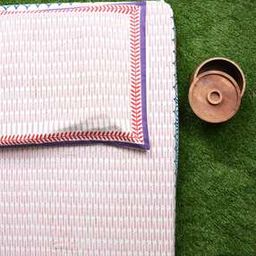 120TC Handblock Print Cotton Queen Bedsheet with 2 Pillow Covers-31