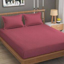 150 TC Striped Double Bedsheet with Pillow Covers-image-74