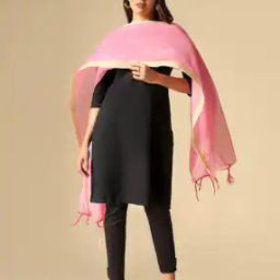Zari Border Dupatta with Tassels-14