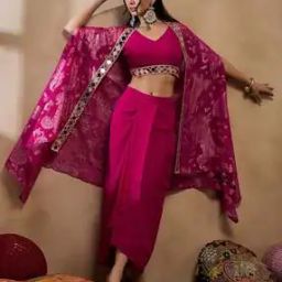 Women Paisley Woven Shrug with Top & Dhoti Pants-picture-33