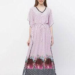Graphic Print V-Neck Kaftan Nighty-image-4