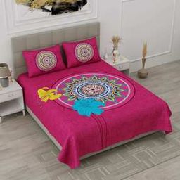 150 TC Floral Print Bedsheet with Pillow Cover-image-36