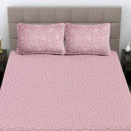 300 TC Floral-Embossed King-Size Bedsheet with Pillow Covers-image-81