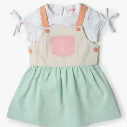 Colourblock Dungaree with T-Shirt-image-88