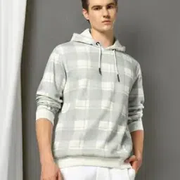 Men Checked Regular Fit Hooded Sweatshirt-image-74