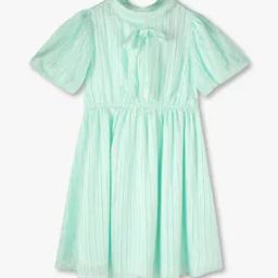 rio girls Girls Striped Relaxed Fit Collar Bow Fit & Flare Dress-picture-1