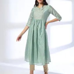 Women Embroidered Flared Kurta-92