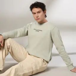 Men Brand Print Slim Fit Crew-Neck Sweatshirt-image-82