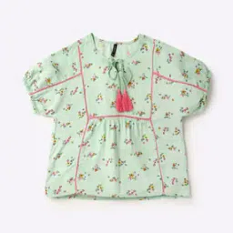 Floral Print Top with Lace Insert-image-37