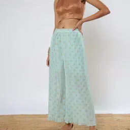 Foil Print Relaxed Fit Palazzos-image-32