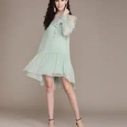 Cut-Out A-Line Dress with Camisole-image-54