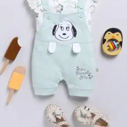 Girls Peanuts Print Dungaree with Top-35