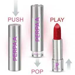 PERPAA Set of 3 Push Pop & Play Long-Lasting Moisturising Creamy Matte Lipsticks 3.5 g Each -Orange 193 - Red 196 - Innocent Nude 306-57