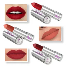 PERPAA Set of 3 Push Pop & Play Long-Lasting Moisturising Creamy Matte Lipsticks 3.5 g Each -Red 196 - Rust Brown 301 - Bridal Maroon 304-13