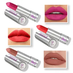 PERPAA Set of 3 Push Pop & Play Long-Lasting Moisturising Creamy Matte Lipsticks 3.5 g Each -Pink 175 - Orange 193 - Innocent Nude 306-24