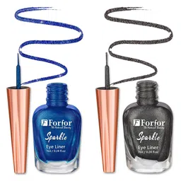 FORFOR Sparkle Set Of 2 Liquid Glitter Eyeliners 7 ml Each - Grey 02 & Royal Blue 07-25