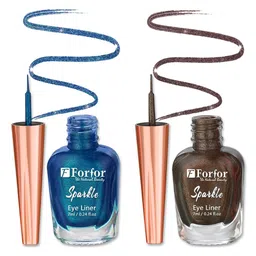 FORFOR Sparkle Set Of 2 Liquid Glitter Eyeliners 7 ml Each - Brown 06 & Blue 08-10