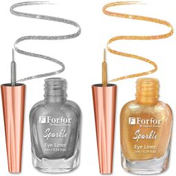 FORFOR Sparkle Set Of 2 Liquid Glitter Eyeliners 7 ml Each - Golden 04 & Silver 05-12