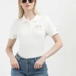 tommy hilfiger Women Varsity Crest Slim Fit Polo T-Shirt-picture-18