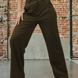 Shein Full Length Pleated Wide Leg Pants with Pockets-image-12
