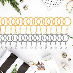 EVALUEMART Gold/Silver Color Metal Split Keychain Ring Parts - 30 Key Chains 25mm with 26mm Chains and 30pcs Open Jump Ring for Craft image 5