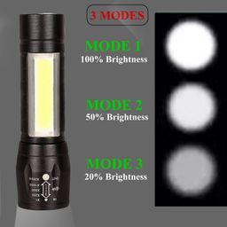 Care 4 Re Chargeable led Torch with Side Light for Emergency Light, 3 Modes, USB Charging, Aluminium Alloy Body, 140 Lumens image 5
