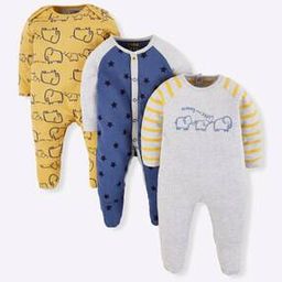 Pack of 3 Printed Sleepsuits-image-3
