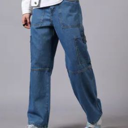 Shein Street Contrast Stitch Relaxed Carpenter Cargo Jeans-image-96